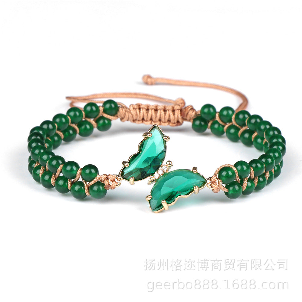 Wholesale Natural Stone Pure Handwoven Amethyst Butterfly Bracelet